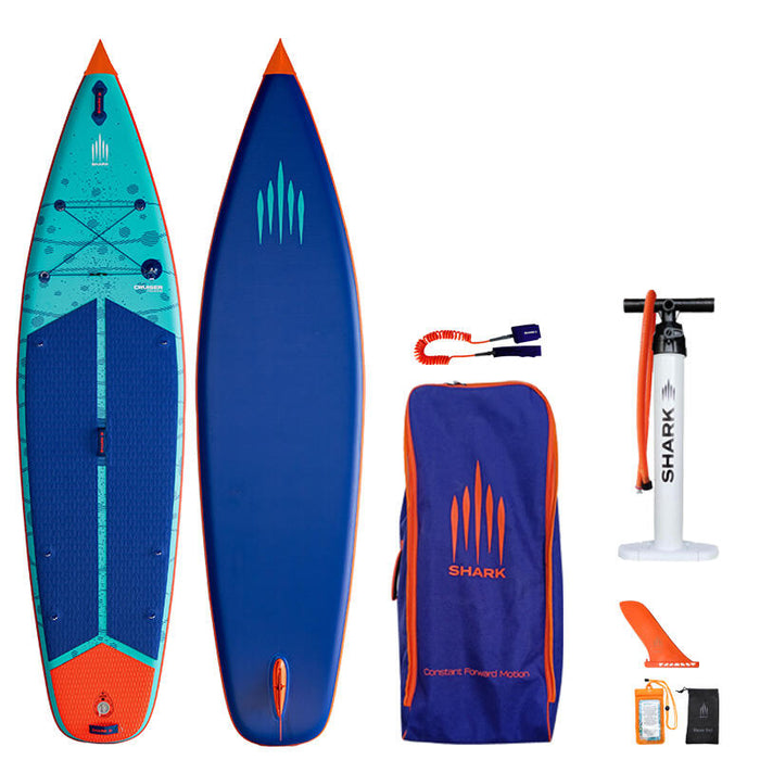 Shark SUPs Cruiser Flow inflatable paddle board in blue and orange